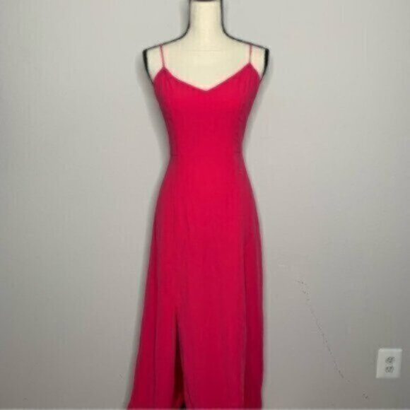 NWT J. Crew Pink Drapey Spaghetti Strap Maxi Dress With Side Slit - Picture 4 of 14